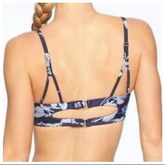 Athleta Floral Print Aqualuxe Square Plunge Bikini Top Small - Picture 2 of 7